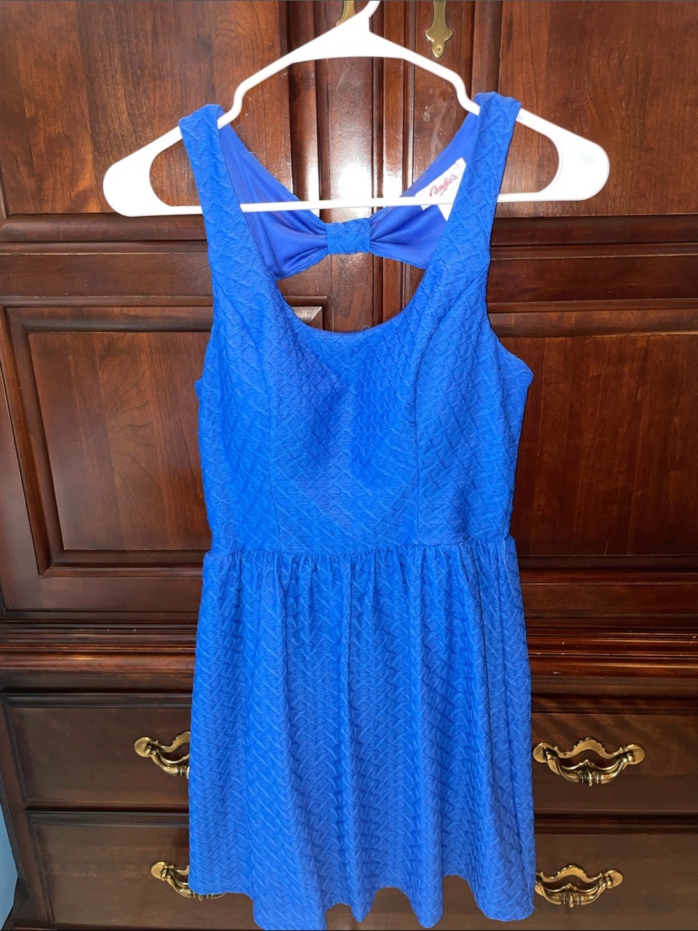 Candie's Royal Blue Textured Sleeveless Fit & Flare Dress